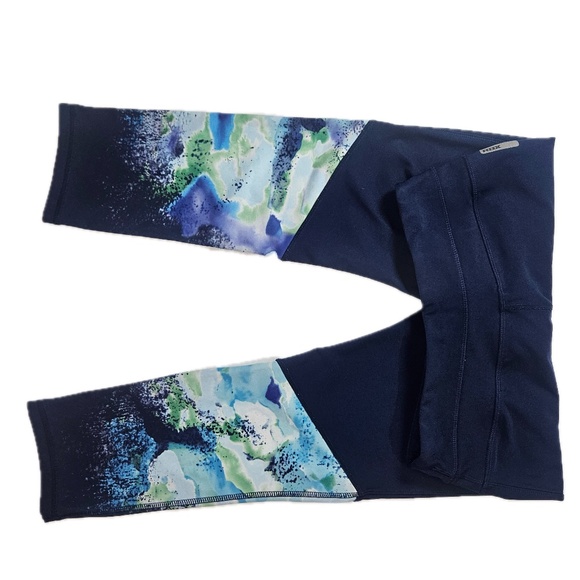 RBX Leggings Womens Small Blue Navy Abstract Print Yoga Pants Activewear Gym - Picture 4 of 7